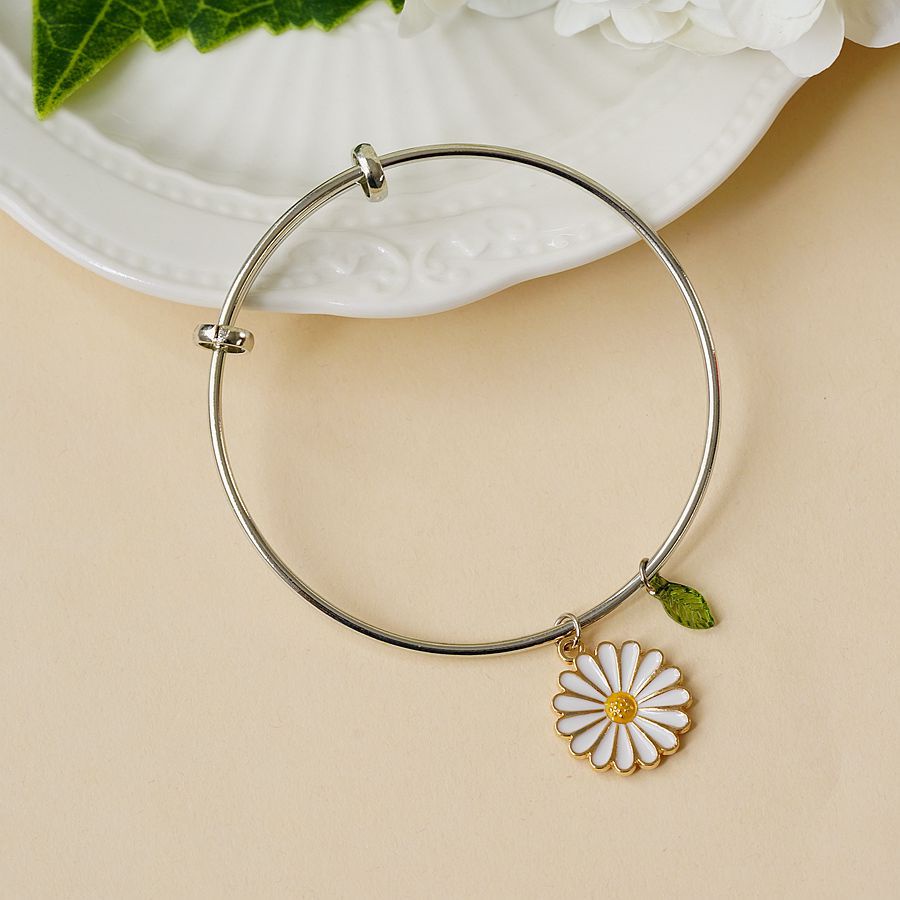 Kalung Liontin Bunga Daisy Bahan Alloy Lapis Silver Untuk Wanita