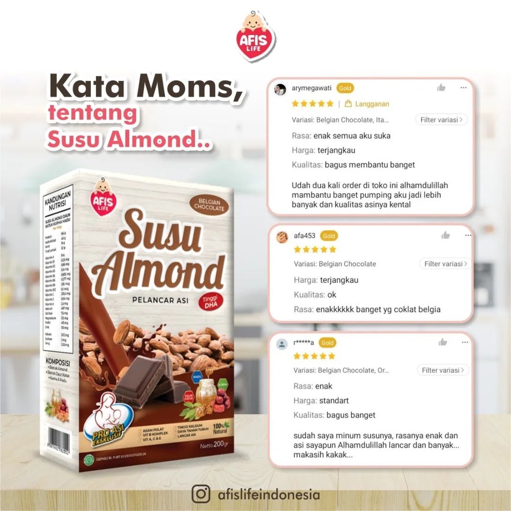 SUSU ALMOND AFIS COKELAT 200 gr