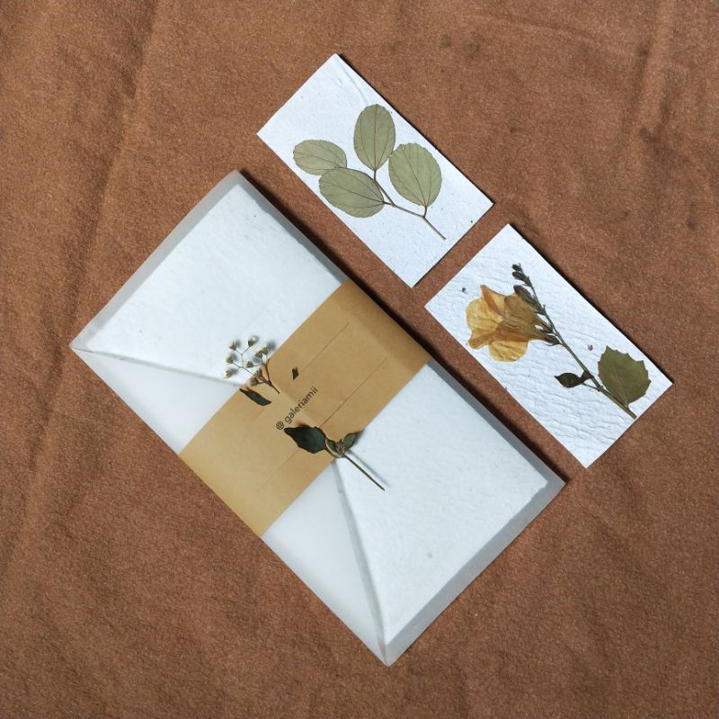 Kartu ucapan rustic, tag rustic, kartu souvenir bunga kering pressed flower