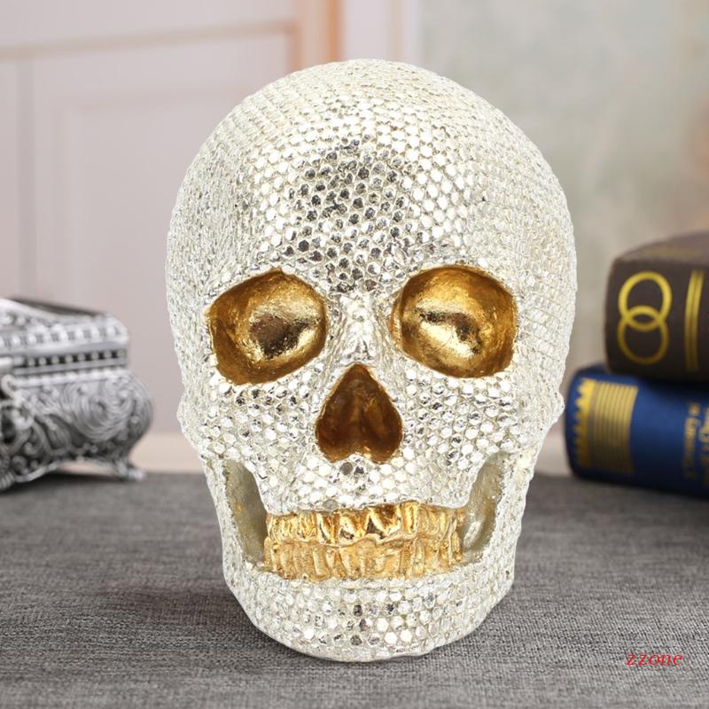 Ornamen Patung Tengkorak Halloween Bahan Resin Untuk Dekorasi Rumah