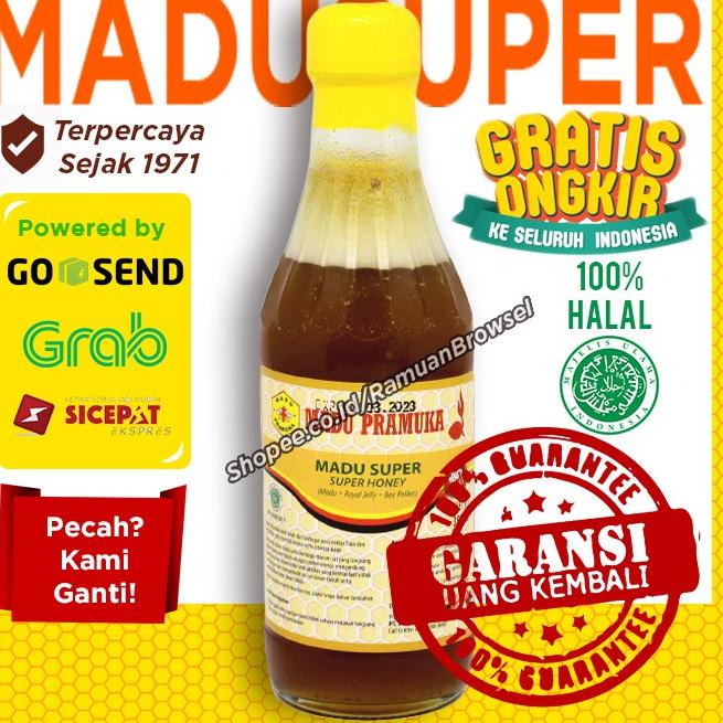 

Trx5m0La--Madu Super Pramuka 350ml (Madu + Pollen + Royal Jelly) Alami