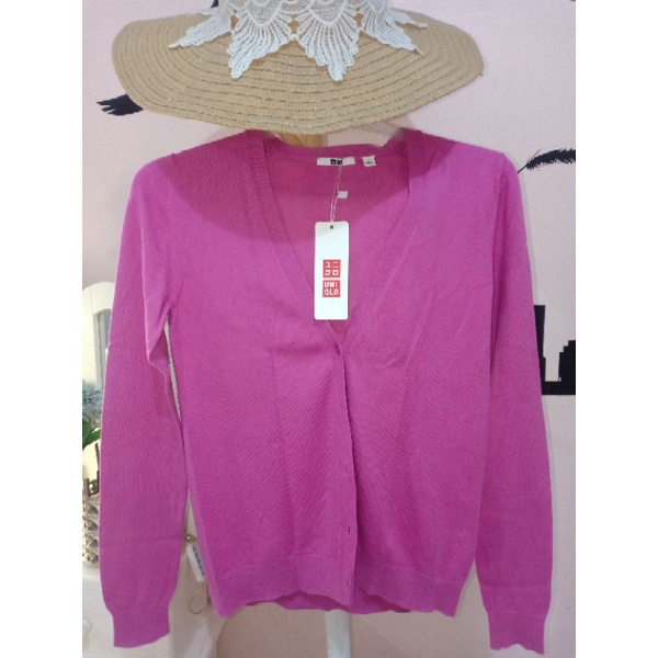 cardigan Uniqlo / cardigan fuschia / cardigan rajut / NEW