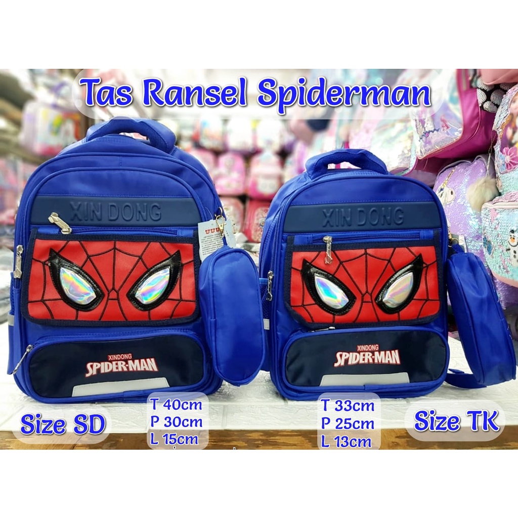 Tas Sekolah Ransel Import Spiderman Backpack Anak SD dan TK Motif Spiderman