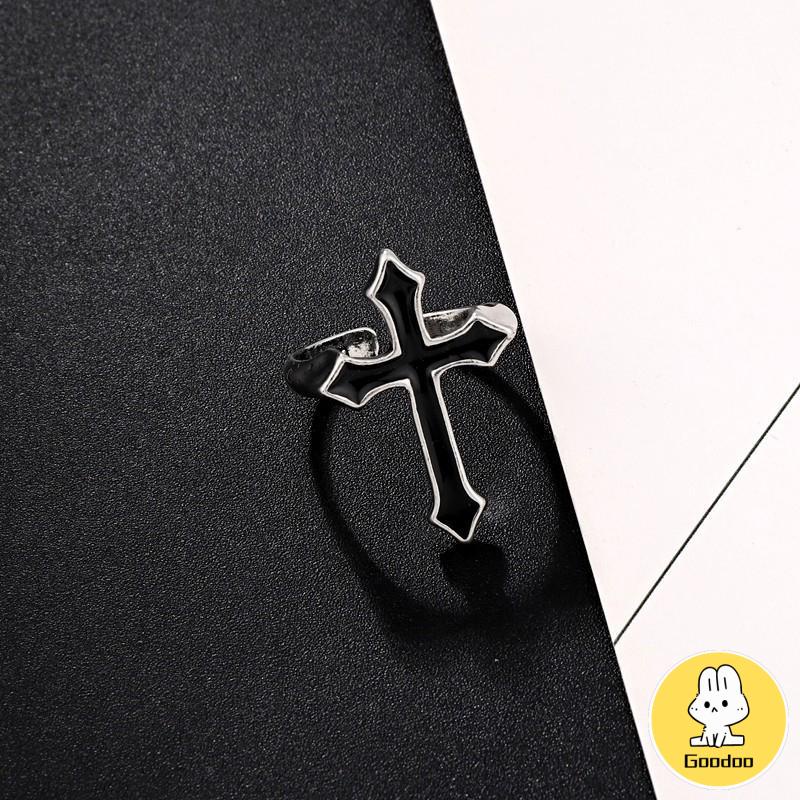 Cincin Jari Telunjuk Model Silang Gaya Retro Punk Untuk Unisex -Doo