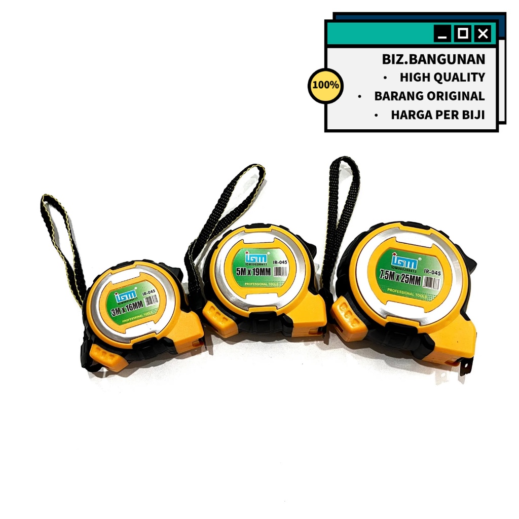 METERAN SUPER ABS IGM 7.5M - ROL METER TUKANG 7.5 METER - MEASURE TAPE ANTI PECAH