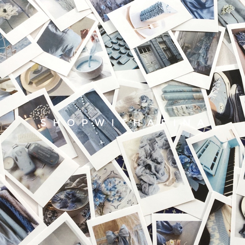 

Sticker Aesthetic | 40 pcs Pastel Blue Mini Polaroid Sticker | SHOPWITHAFINA