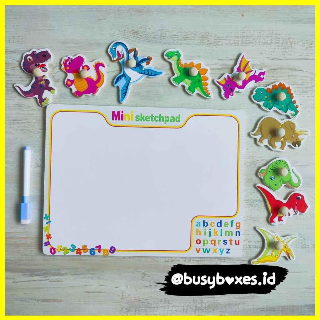 [busyboxes.id] Mainan Edukasi anak 3 tahun Wipe and Clean puzzle kayu spidol wipe and clean - dinosaurus dinosaurs