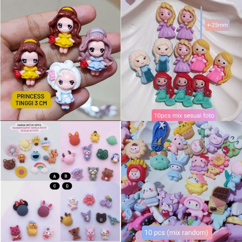 10 pcs clay karakter / handmade clay resin bunga