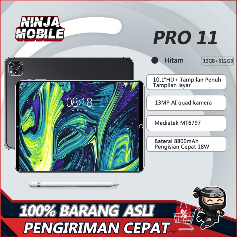 Tablet PC Asli Galaxy ipad Pro2022 Tab Baru ROM 12GB + 512GB RAM Tablet Android 10.1 Inci Layar Full Screen Layar Besar Wifi 5G Dual SIM Tablet Baru Tablet Gaming Murah Cuci Gudang