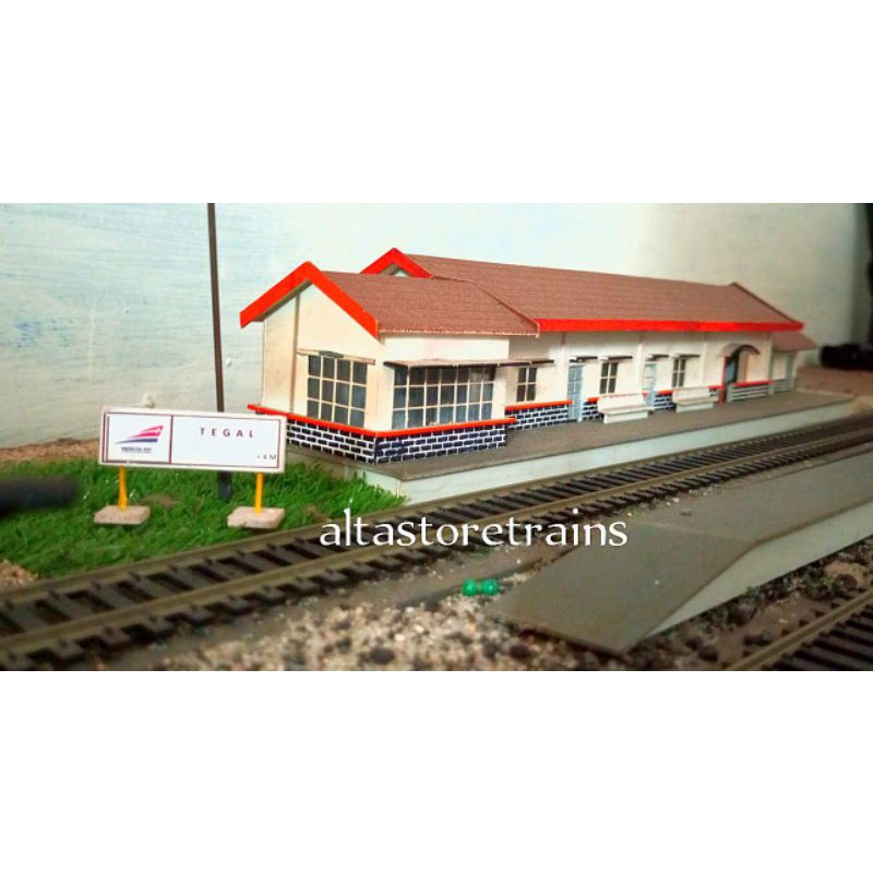 Miniatur Kereta api papan nama stasiun