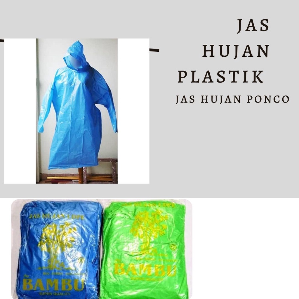 JAS HUJAN PLASTIK MODEL PONCO WARNA HIJAU DAN BIRU