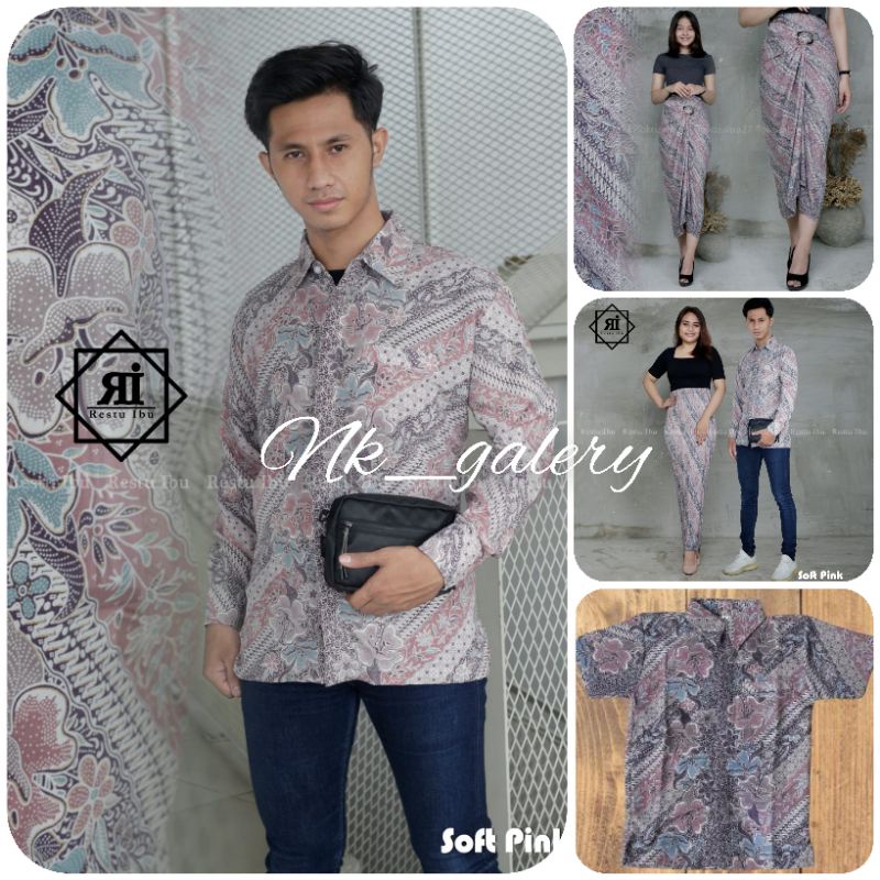 Couple Batik Keluarga / Batik Couple  Ayah Ibu dan Anak Motif Soft Pink