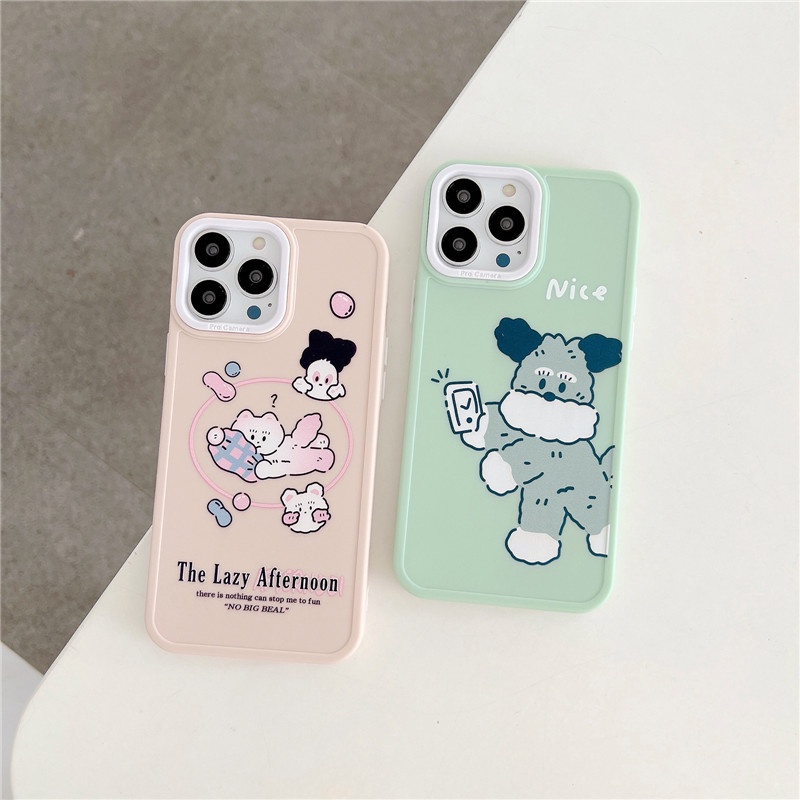 Soft Case Silikon TPU Motif Kartun Anjing Warna Permen Untuk IPhone 14 13 12 11 Pro Max