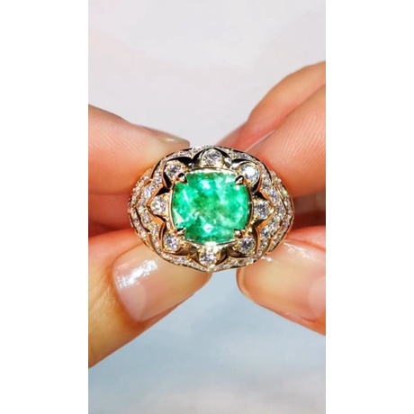 rare item [EMERALD BERYL PANJSHER AFGHANISTAN 12.30CT NO OIL] top luster emban cincin ring emas 18k