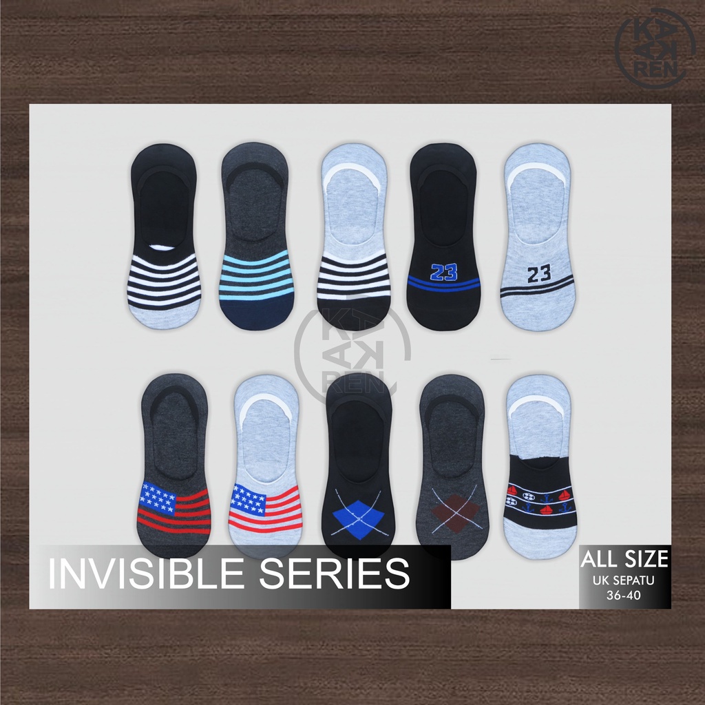 Kakaren Paket Kaos Kaki Pendek Hidden Socks / Invisible Socks Mix 12pc