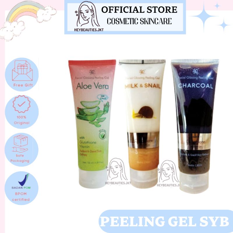 READY‼️ SYB FACIAL GLOWING PEELING GEL SYB PEELING GEL ALOEVERA MILK SNAIL CHARCOAL PEELING GEL. EXF