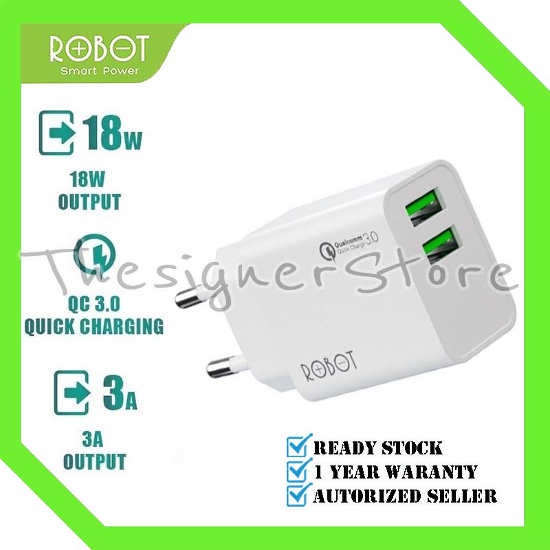 Charger Robot RT-F3 Adapter Charger Dual Port Quick Charge 3.0 18W