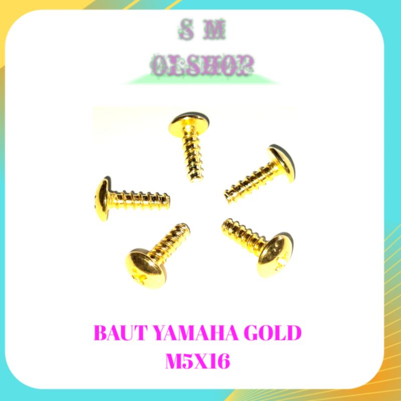 20 PCS BAUT GOLD BAUT ONLY BAUT KLIP YAMAHA GOLD BAUT BODY 5X16 BAUT COVER YAMAHA BAUT KLIP MOTOR YAMAHA SCRUP DRAT KASAR YAMAHA MIO NMAX VEGA JUPITER 5X16