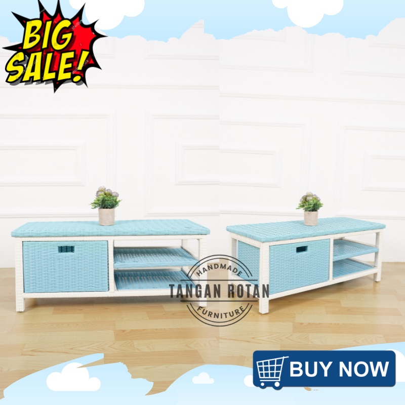 Rak TV Meja Lemari Buffet Rotan Sintetis Plus Laci Colour