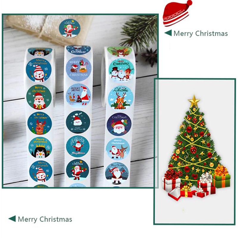 500pcs Stiker Desain Kartun Merry Christmas Untuk Dekorasi Natal