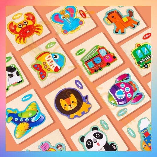 Mainan puzzle kayu anak hewan kartun/Mainan Edukasi anak bayi / wooden puzzle toys