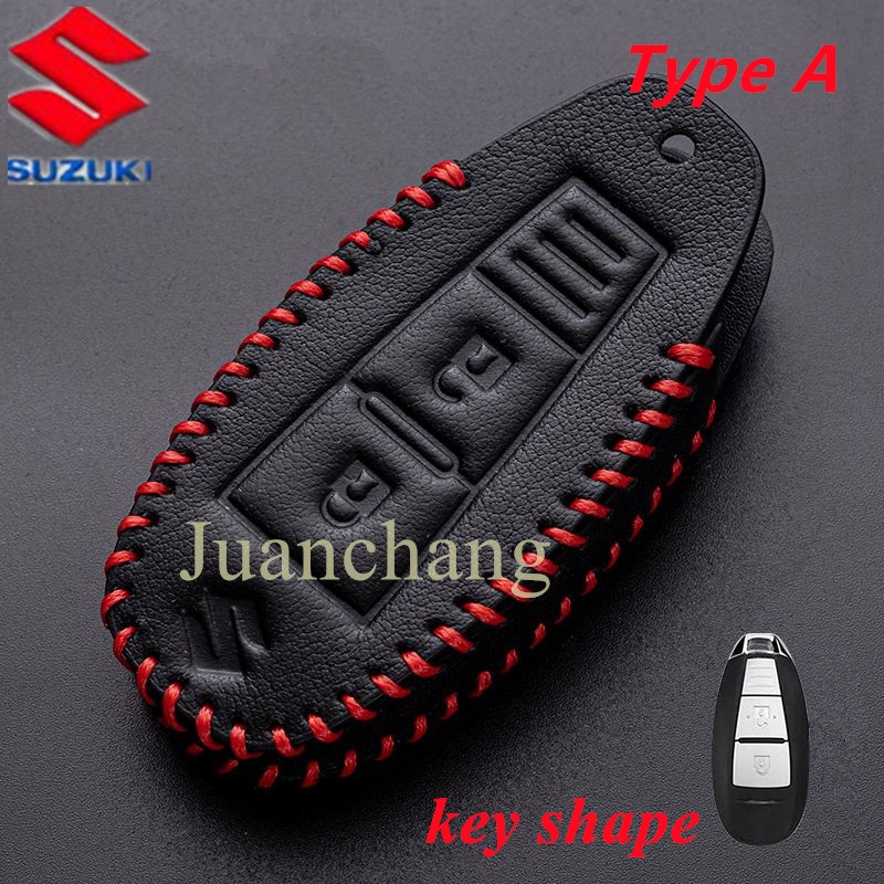 Casing Kunci Remote Mobil 3 Tombol Bahan Kulit Untuk Suzuki Vitara Swift Ignis Kizashi SX4 Baleno Ertiga 2016 2017 2018 2019