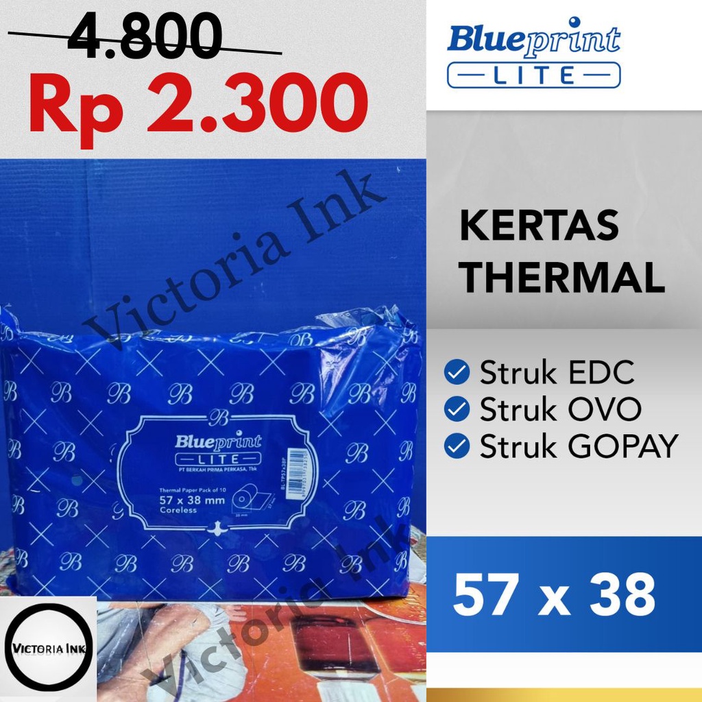 Kertas Thermal Blueprint 57x38 57×38 BP Lite 58 Kertas Thermal Printer Mini Thermal Blueprint