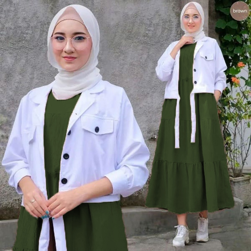 KIRANA SET / Baju Dress Muslimah Kekinian Bahan Shakila / Pakaian Set Baju Muslim Wanita Terbaru 2022