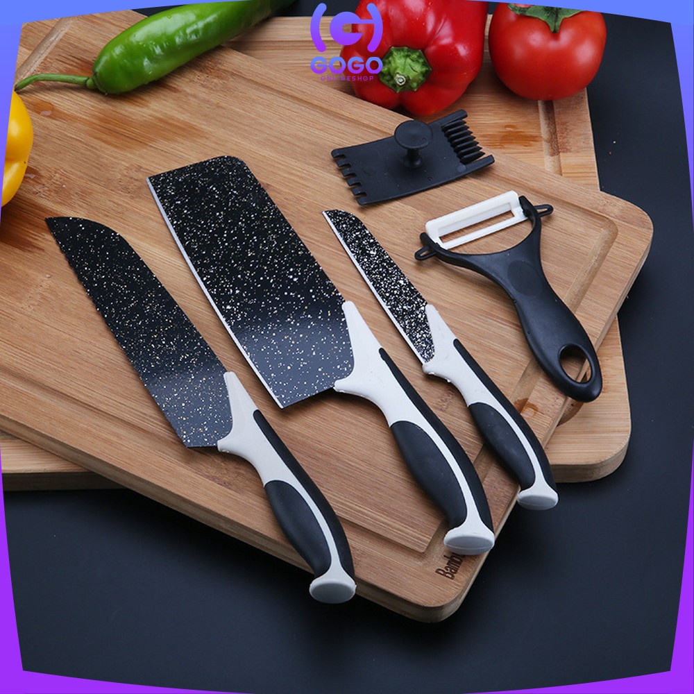 GOGO-C443 Pisau Dapur Set 5in1 Multifungsi / Pisau Keramik Serbaguna Pengupas Buah Dan Sayur Kitchen Knife Set Ceramik Peeler