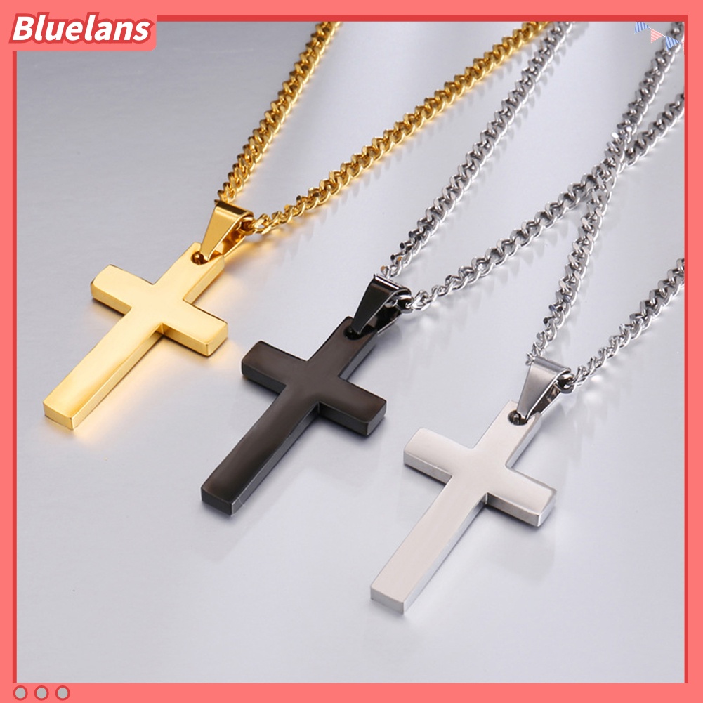 Bluelans Fashion Men Simple Cross Pendant Alloy Necklace Chain Jewelry Christmas Day Gift