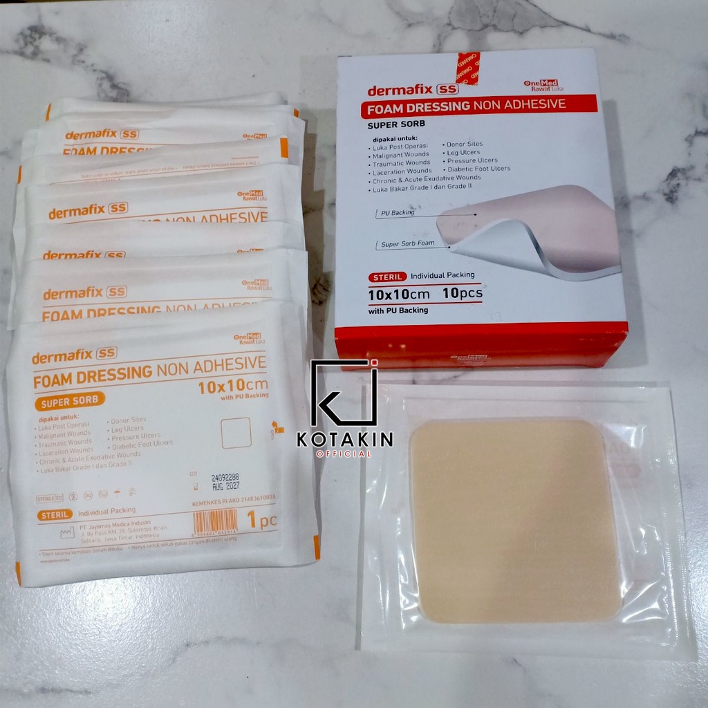 1 Pcs Dermafix SS Foam Dressing Non Adhesive 10 x 10cm OneMed