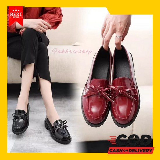 Sepatu Flat Shoes Wanita Kulit Asli Murah - Loafers Flat Shoes Wanita  Sepatu Wanita Loafers / Sepa
