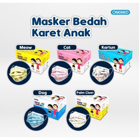 ONEMED MASKER MEDIS 3 Lapis Dewasa / Anak - Surgical Mask EARLOOP 3 PLY