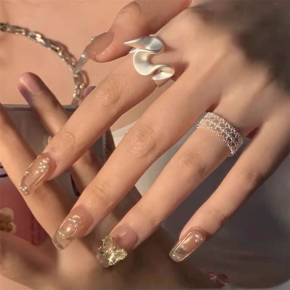 2pc/set woman ins punkstyle Gelombang Tidak Teratur Zirkon Terbuka Adjustable Jari Telunjuk Cincin Perhiasan