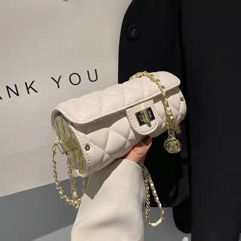 Tas Suhao Wanita Musim Semi dan Musim Panas 2022 Baru Fashion Liu Shishi Niche High-End Rasa Rantai Tas Messenger Satu Bahu Pasang Tas Silinder