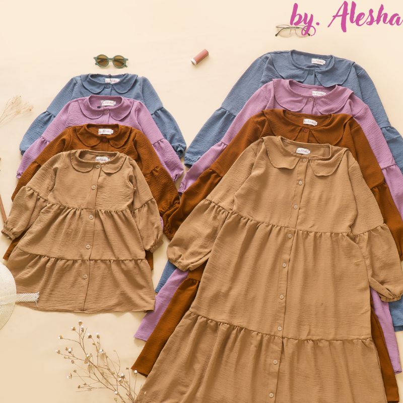 Dress Anak Tunik Terbaru Midi Jumbo Dewasa Crinkle Airflow Dress Kekinian