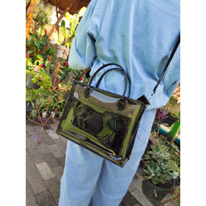 Tas mica pvc jelly ayudia/tas tote mica/tas selempang transparan