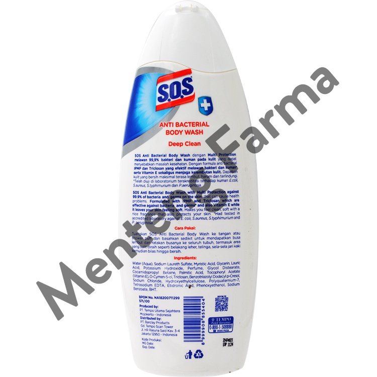 SOS Anti Bacterial Body Wash Deep Clean 250 mL - Sabun Mandi Cair Antibakteri