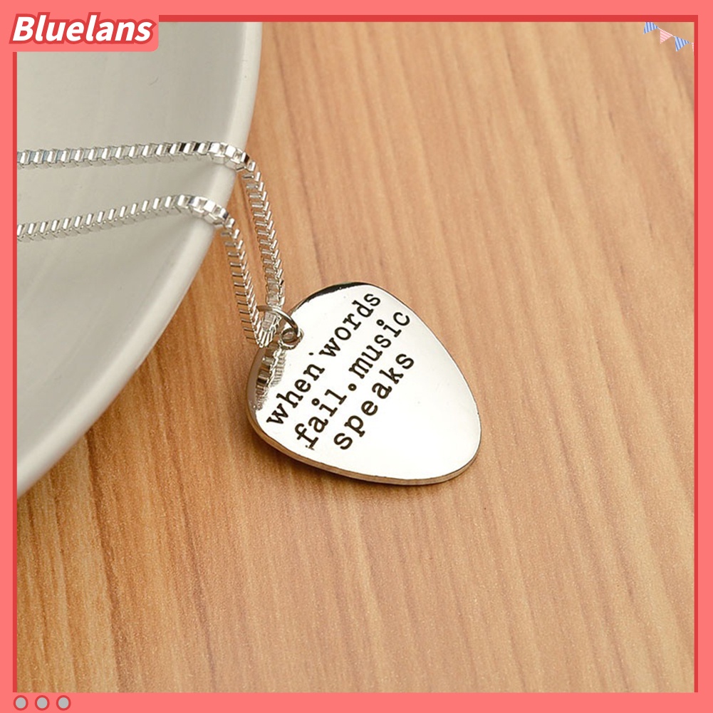 Bluelans Men Women When Words Fail Music Speaks Guitar Pick Pendant Necklace Jewelry