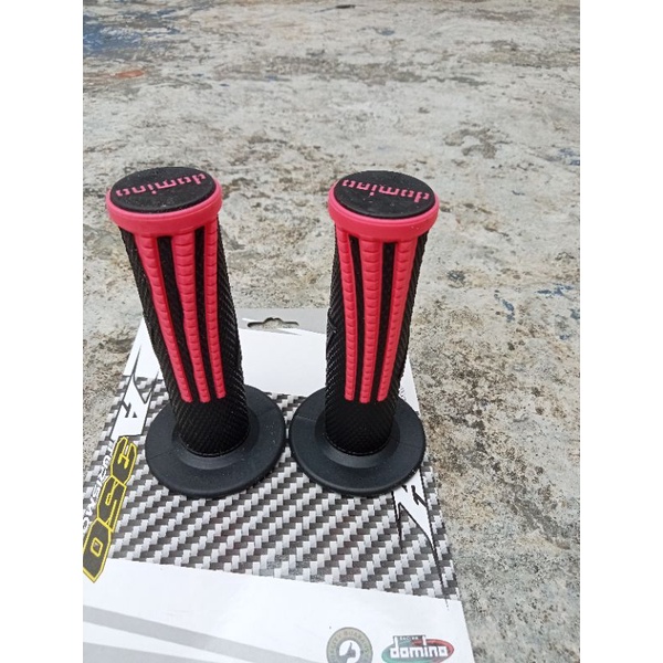 Sepasang Handgrip Grip Domino Garis Pink Hitam Universal Variasi Motor