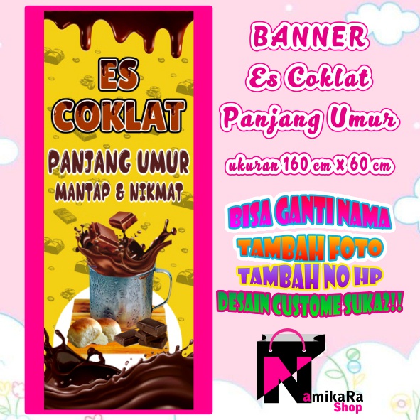 Jual Spanduk Banner Backdrop Es Coklat Banner Es Coklat Panjang Umur