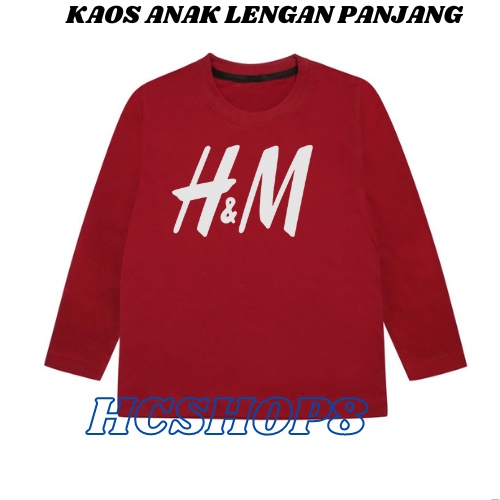Kaos Anak Laki Laki Perempuan Lengan Panjang H Tengah Usia 2-16 Tahun Unisex Cowok Cewek