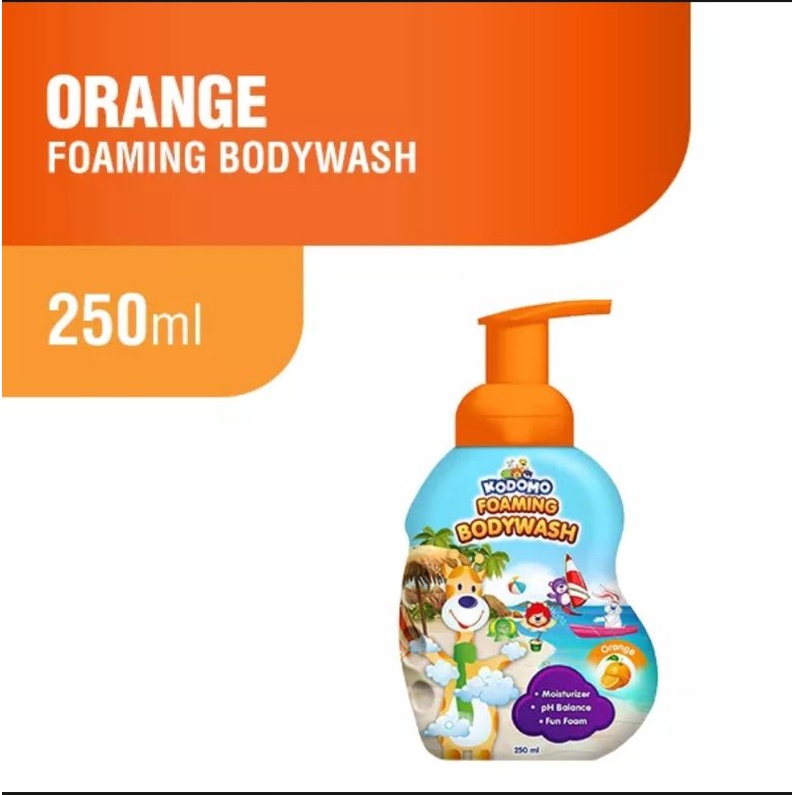 KODOMO Body Wash &amp; Shampoo Botol Foaming Orange &amp; Strawberry - 250ml