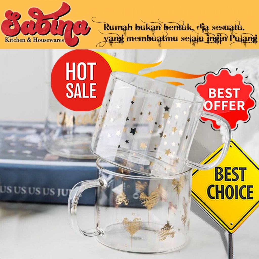 Gelas Mug Cangkir Kaca Kopi Teh Susu Glass Coffe Milk Tea 400ml