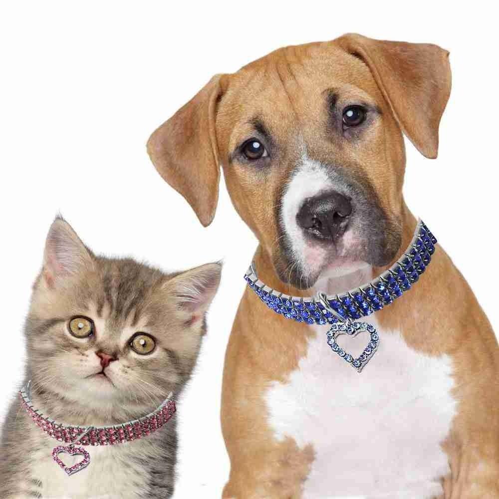 Top Anjing Berlian Imitasi Kerah Elastis Kucing Perhiasan Adjustable Kristal Berlian Liontin