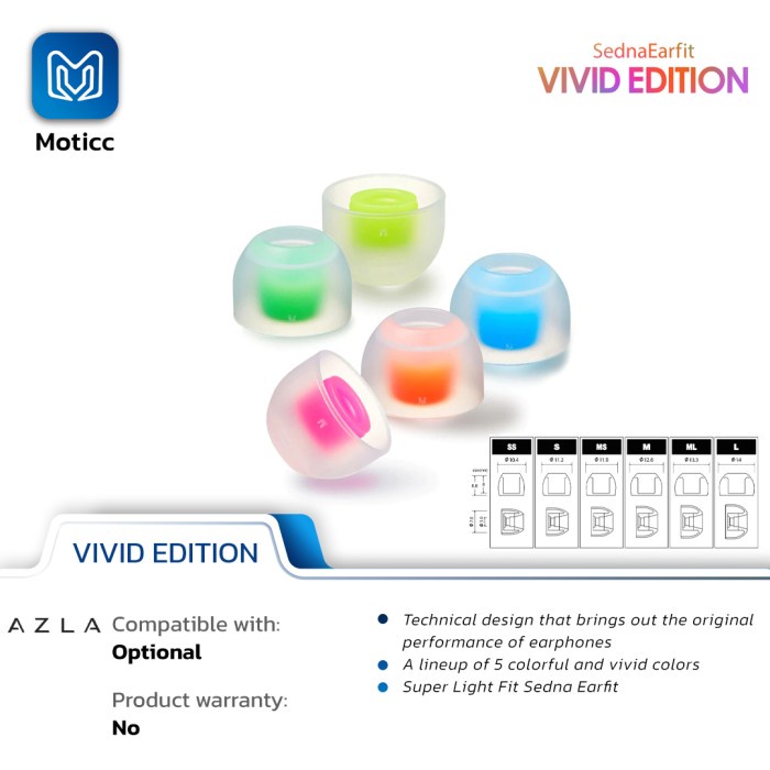 AZLA SednaEarfit Sedna Earfit Vivid Edition Eartips Tips Earphone