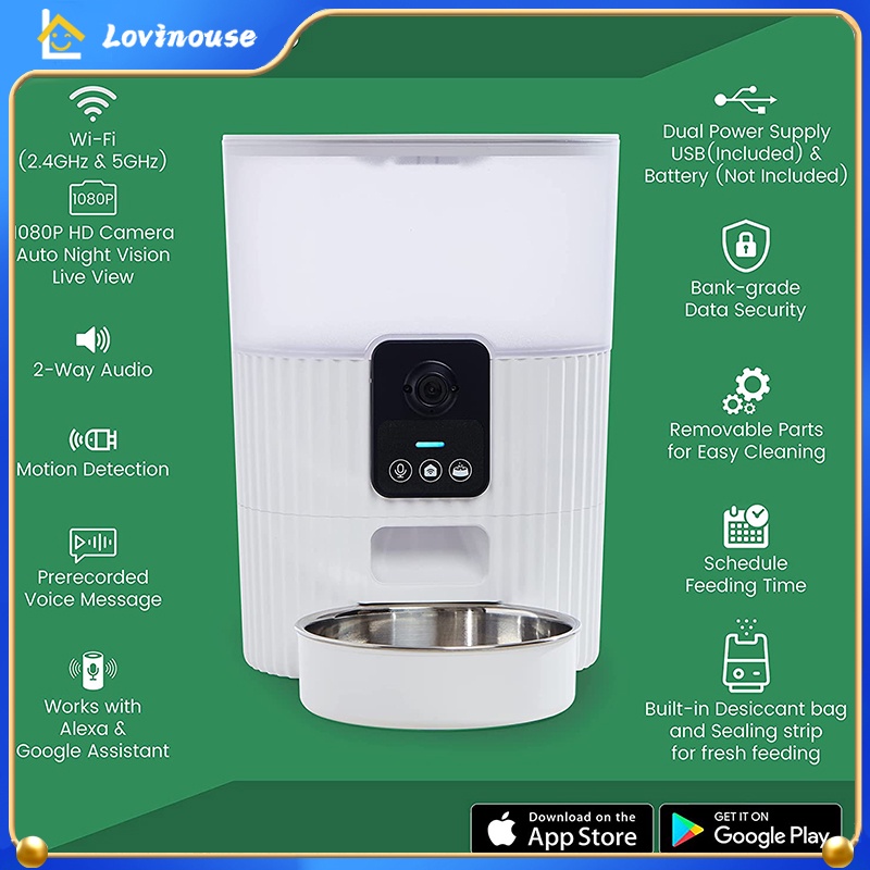 3L Smart Camera Pet Feeder WIFI+APP Control | Automatic Pet Feeder Cat Feeder Dog Feeder Pet Bowl OKK