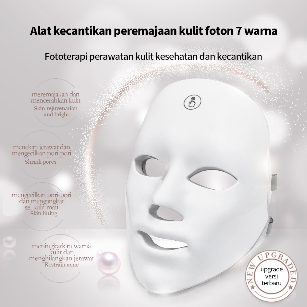 BLUE SKY Masker LED PDT Light 7 Warna Led Mask Photon Therapy Alat Perawatan Wajah Penggunaan Pengisian Daya 7 Colors Led Masker Wajah