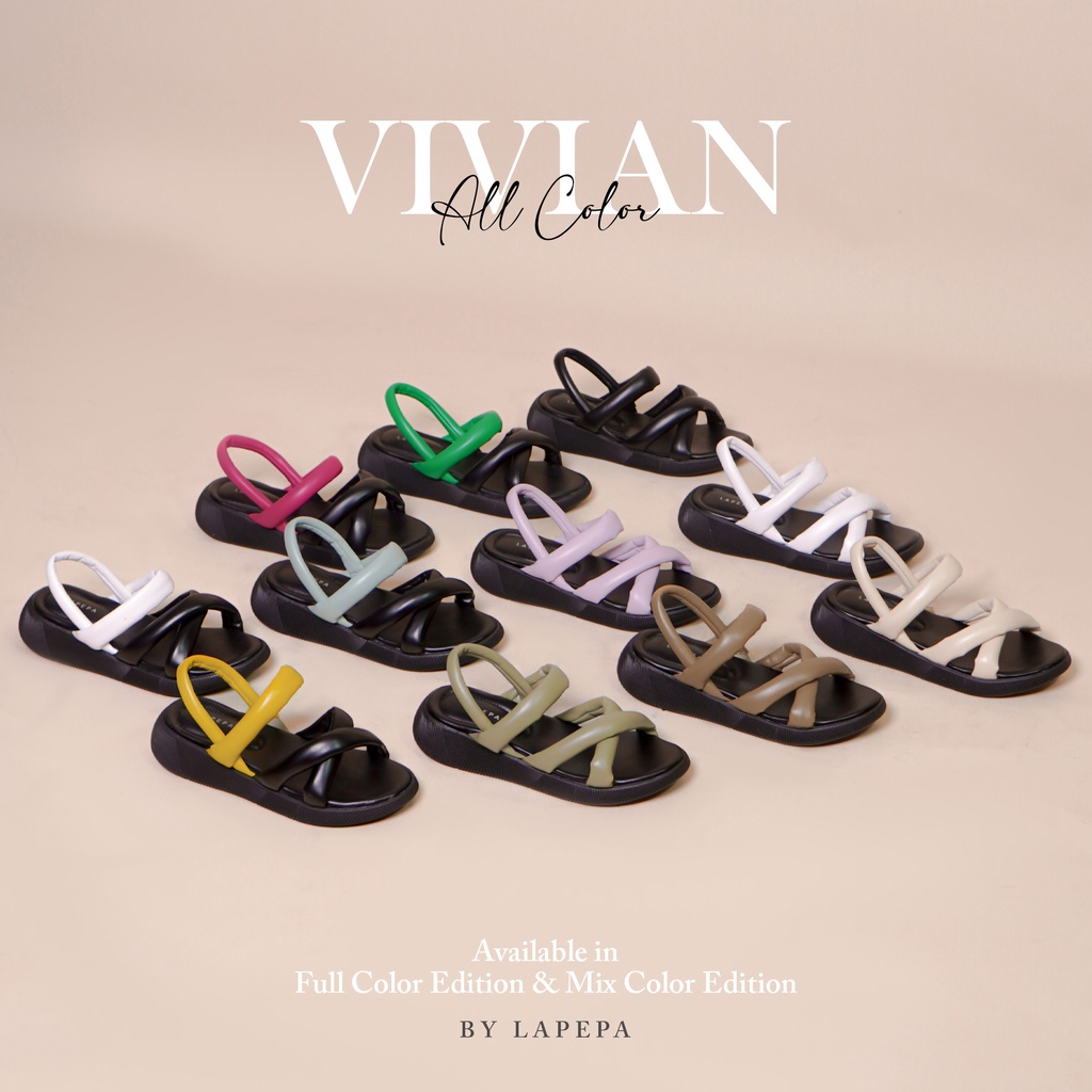 Adarastore -Lapepa VIVIAN Mix Color Sandal Wedges Kekinian Sendal Sepatu Model Tali Silang