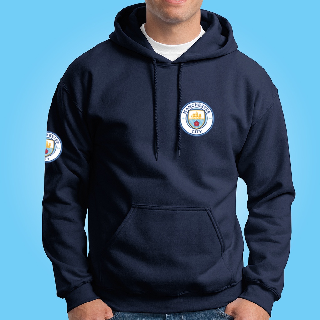 SWEATER HOODIE PRIA MANCHESTER CITY FC JAKET SEPAK BOLA BAHAN TEBAL